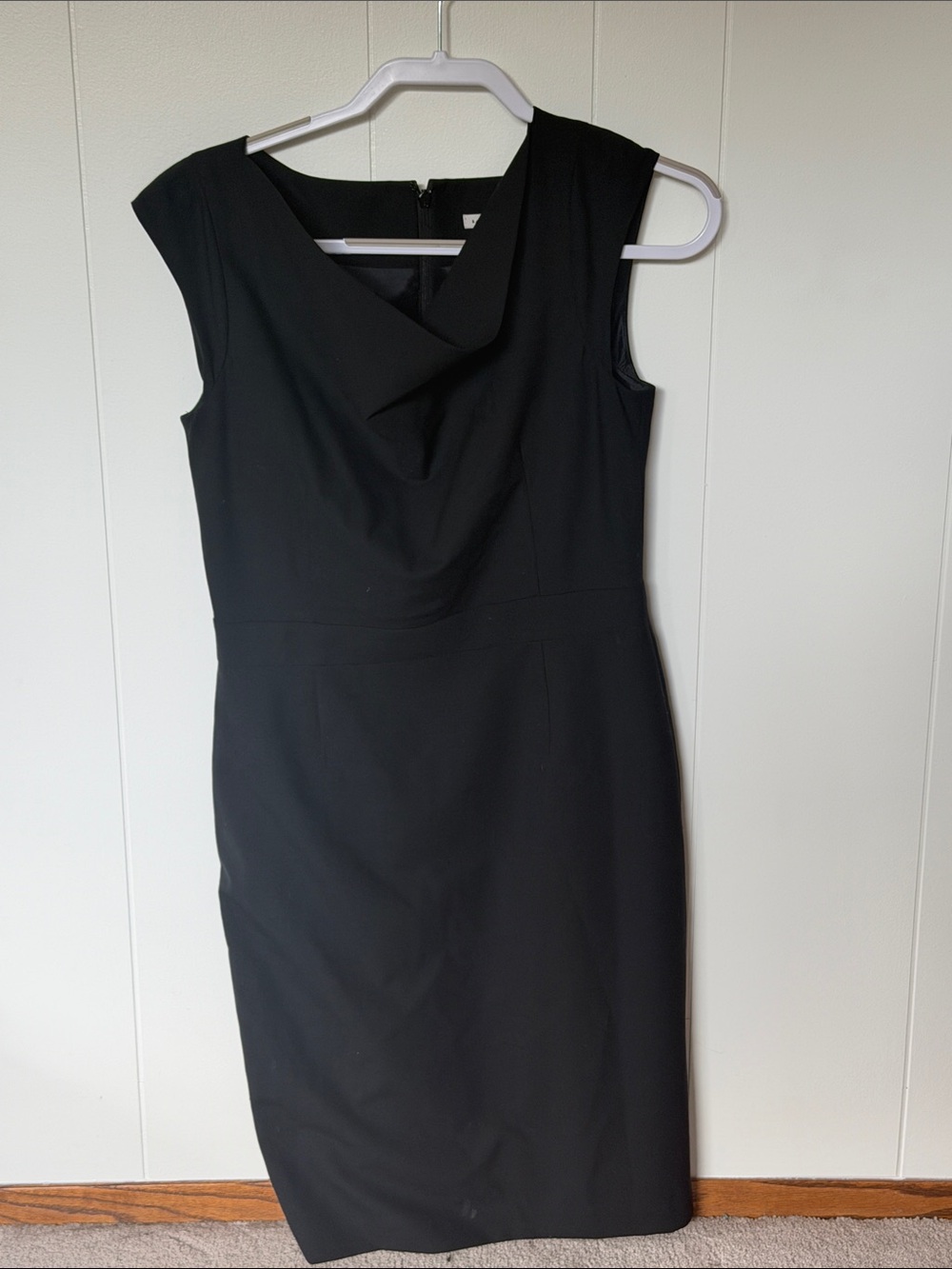 Banana Republic Black Sleeveless Cowl-Neck Midi Sheath Dress